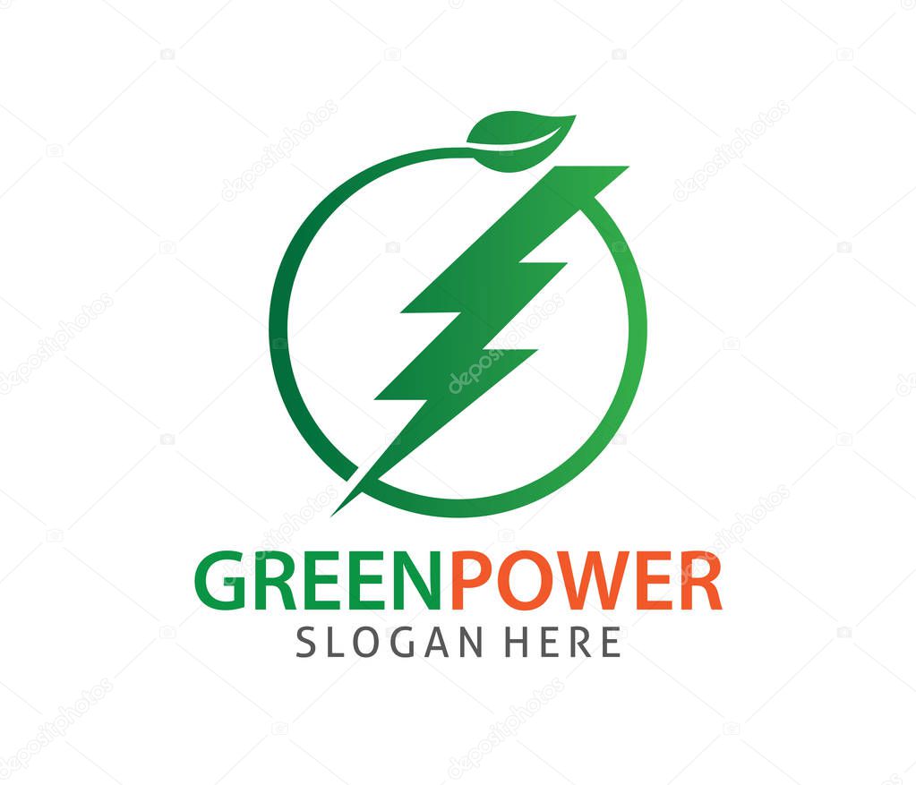 green energy zero emission power electricity vector logo design