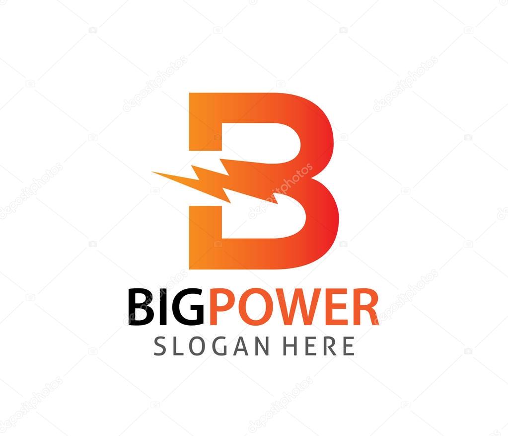 Letter b big power electricity vector logo design template