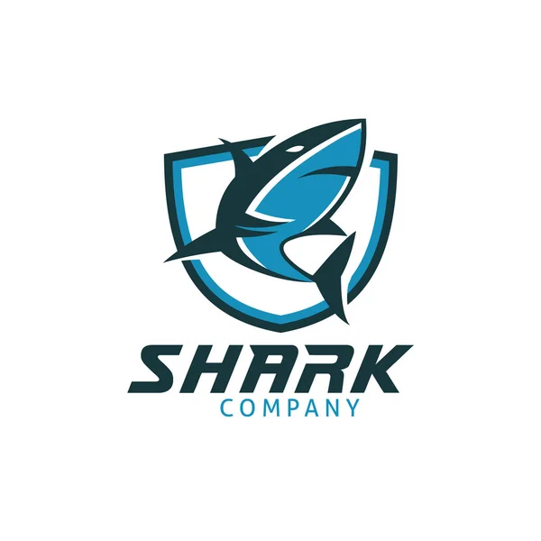 Mascote tubarão eletrônico esporte jogo vetor logotipo design —  Vetores de Stock