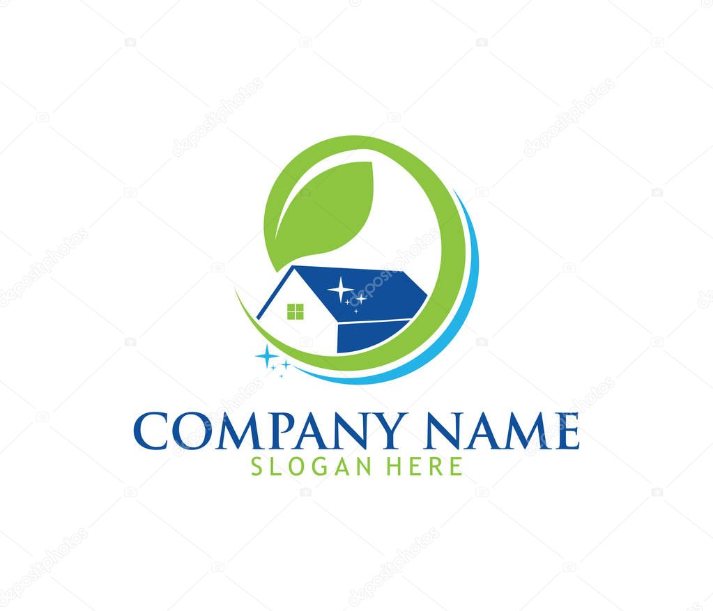 Professional cleaning washing service household maintenance vector logo design