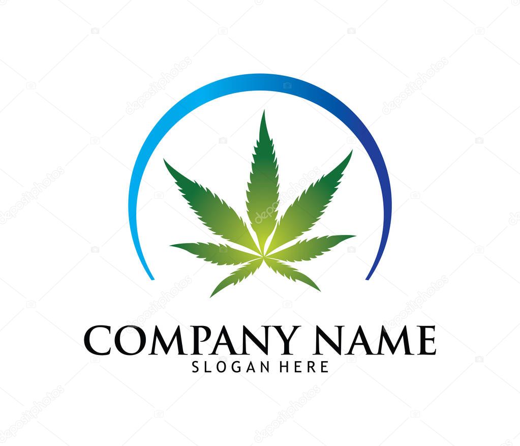 Medical marijuana cannabis drug pharmacy laboratory vector logo design template