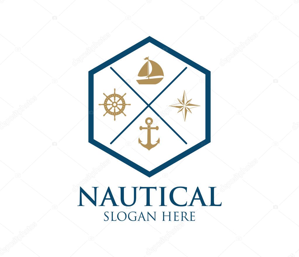 Nautical navy cruise vector logo design