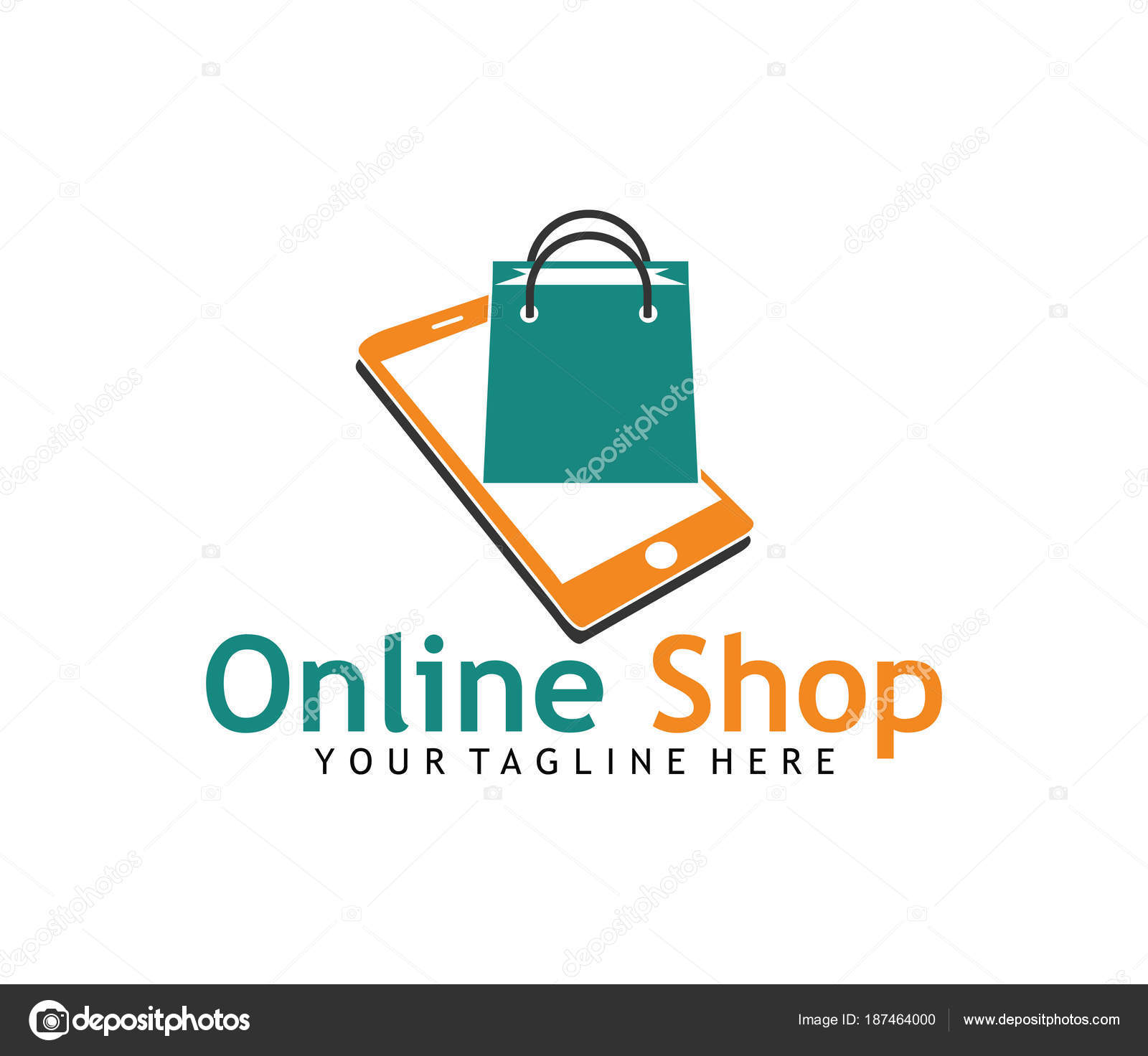 Online shop application icon shopping bag vector logo design ⬇ Vector