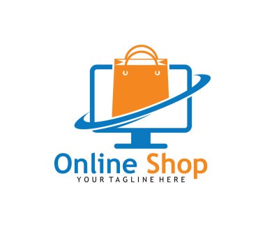 ekran online alışveriş vektör logo tasarımı üzerinde