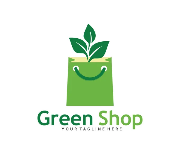 Зелена сумка інтернет магазин векторний дизайн логотипу — стоковий вектор