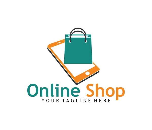 Online shop application icon shopping bag vector logo design — Stock Vector