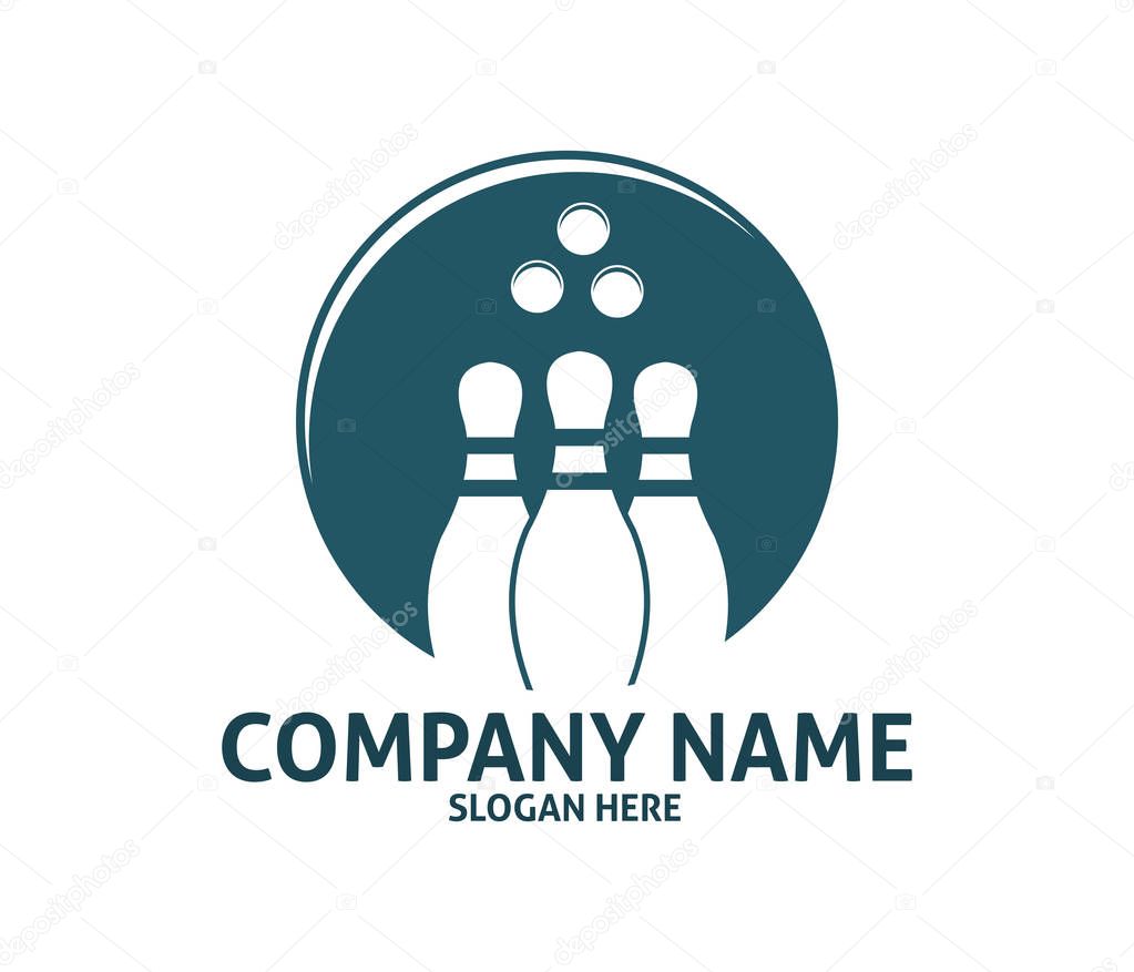 Bowling sport center vector logo design template