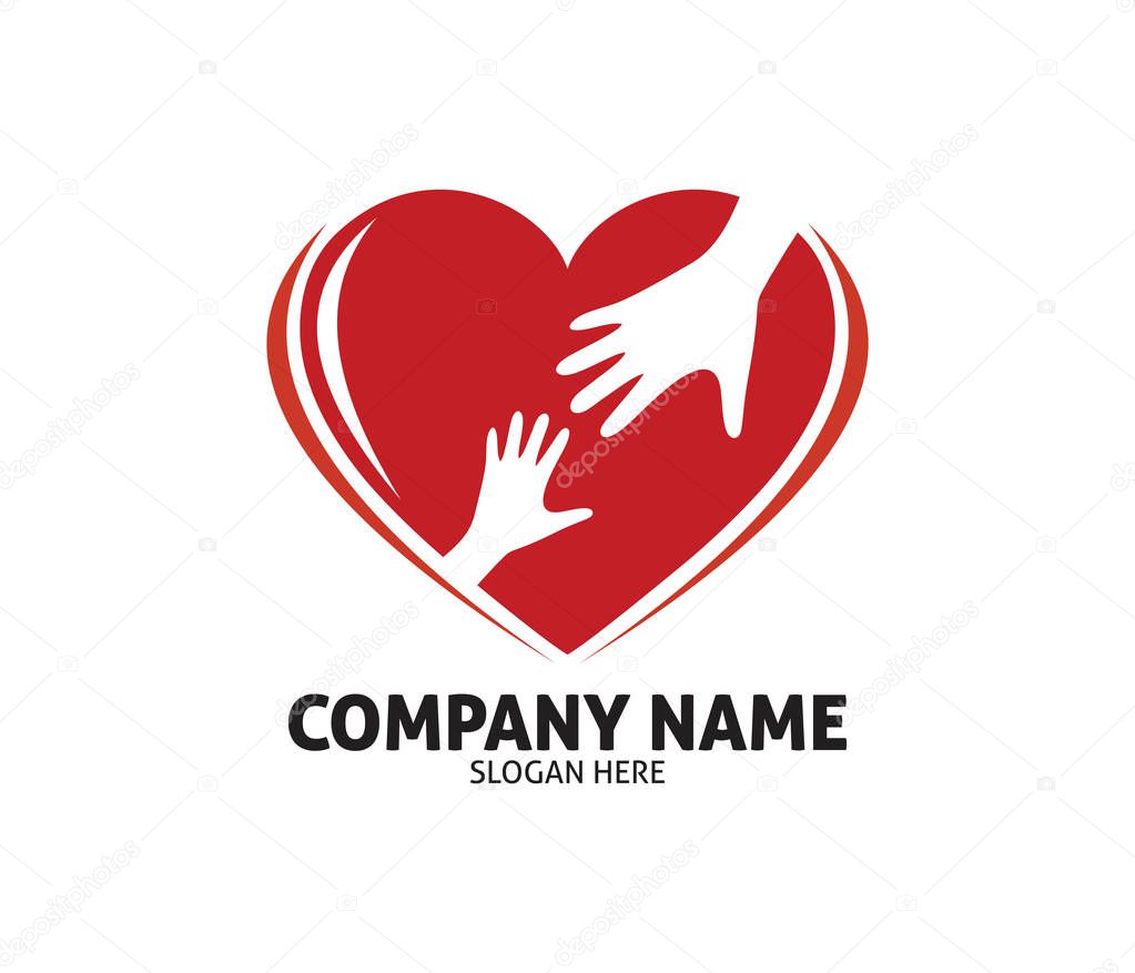 Hope hand charity love compassion vector logo design template