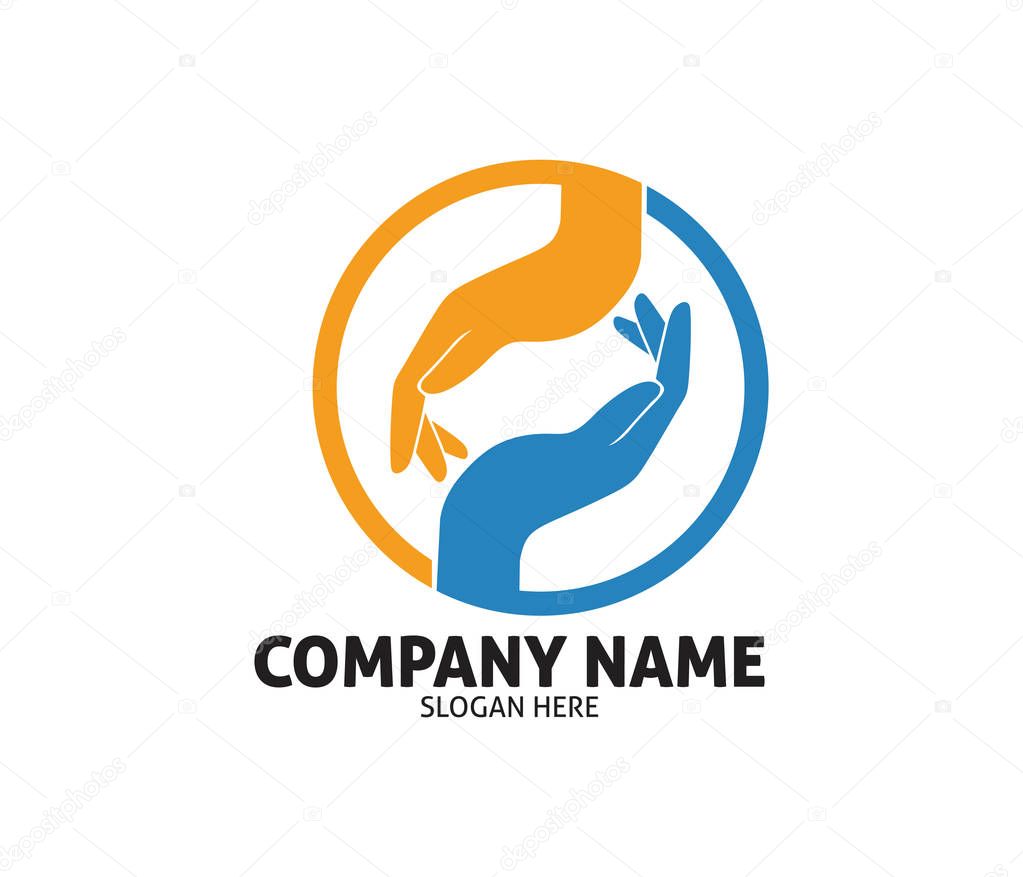 Hope hand charity love compassion vector logo design template