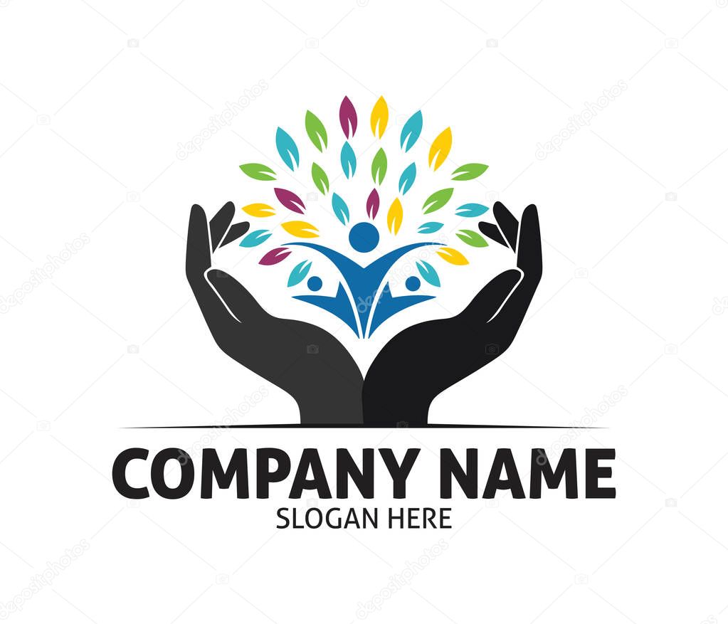 Hope hand charity love compassion vector logo design template
