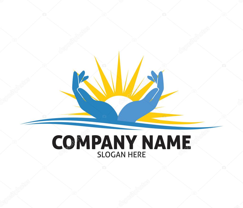 Hope hand charity love compassion vector logo design template