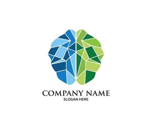 Creative brain smart matrix neuron system illustration vector logo design — стоковый вектор