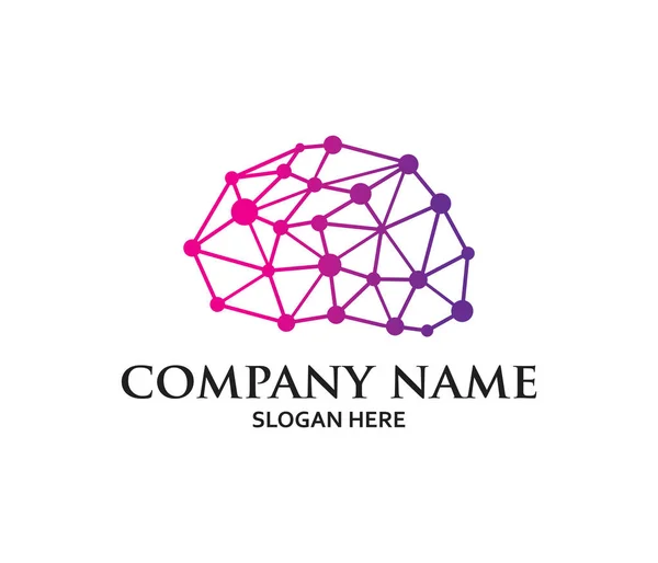 Creative brain smart matrix neuron system illustration vector logo design — стоковый вектор