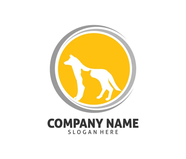 Domácí zvířata kočka pes klinika shop přijetí vektorové logo designu — Stockový vektor