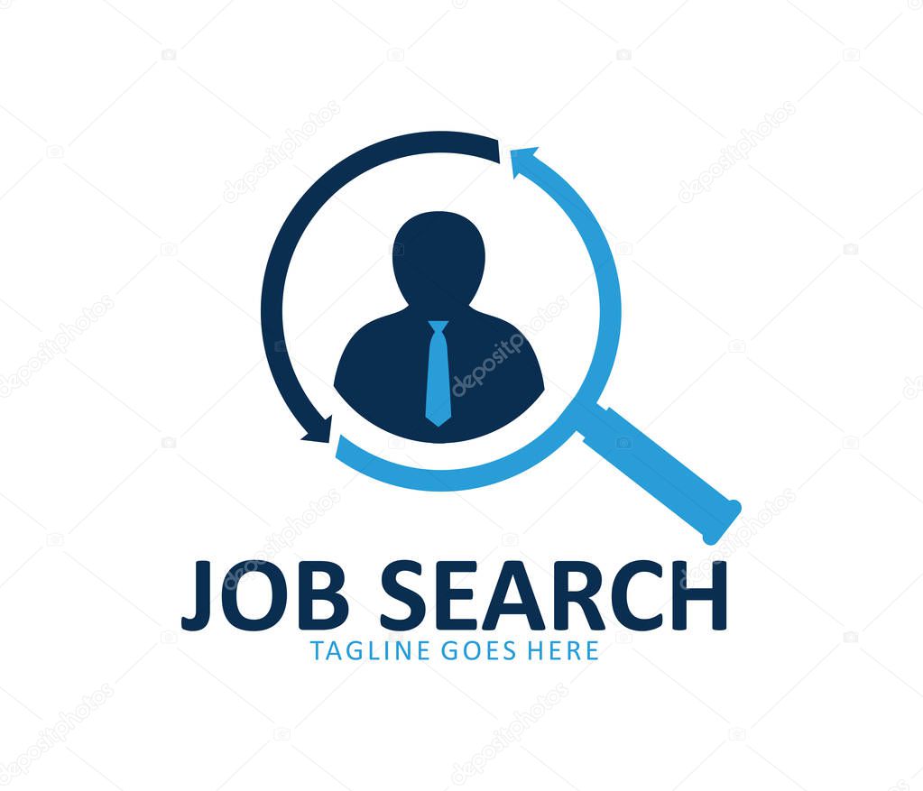 Job vacancy work search vector logo design template