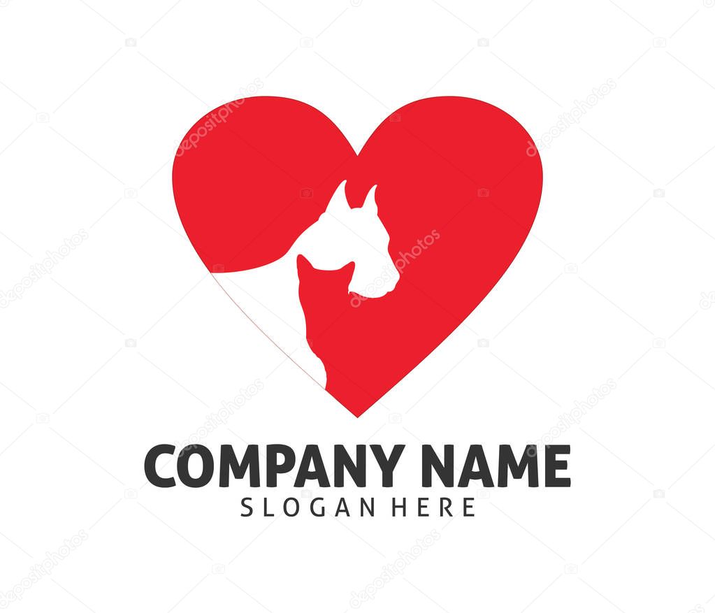 pet cat dog clinic shop adoption vector logo design