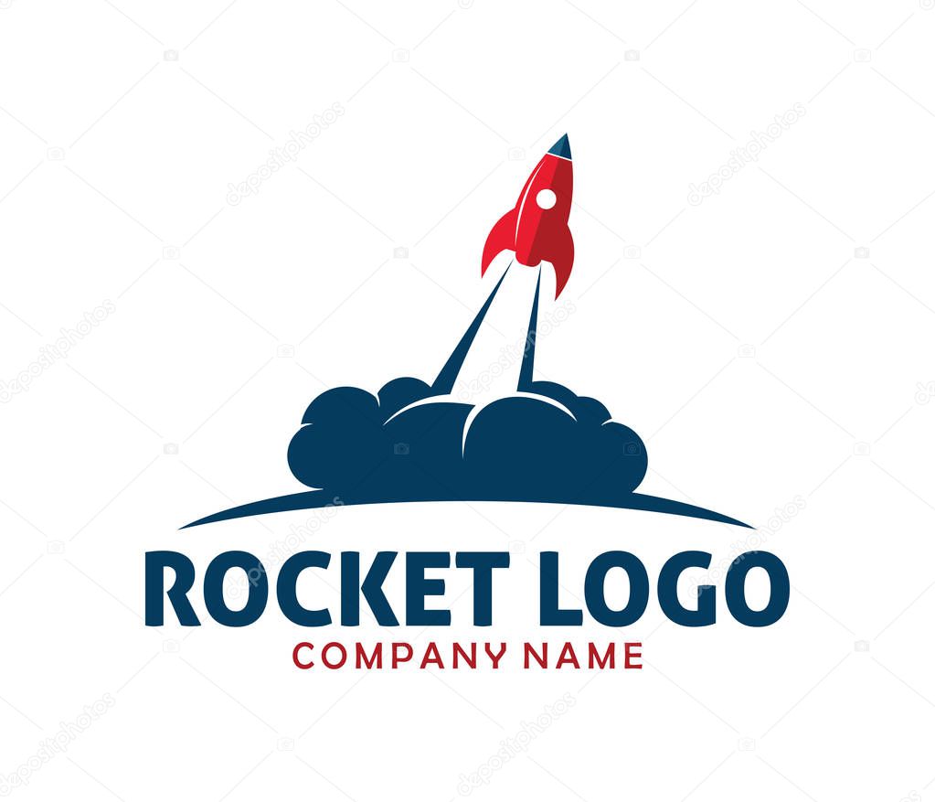Rocket advance technology launching vector logo design template