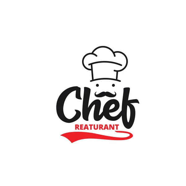 Kochmütze mit Schnurrbart Essen Restaurant Vektor Logo Design — Stockvektor