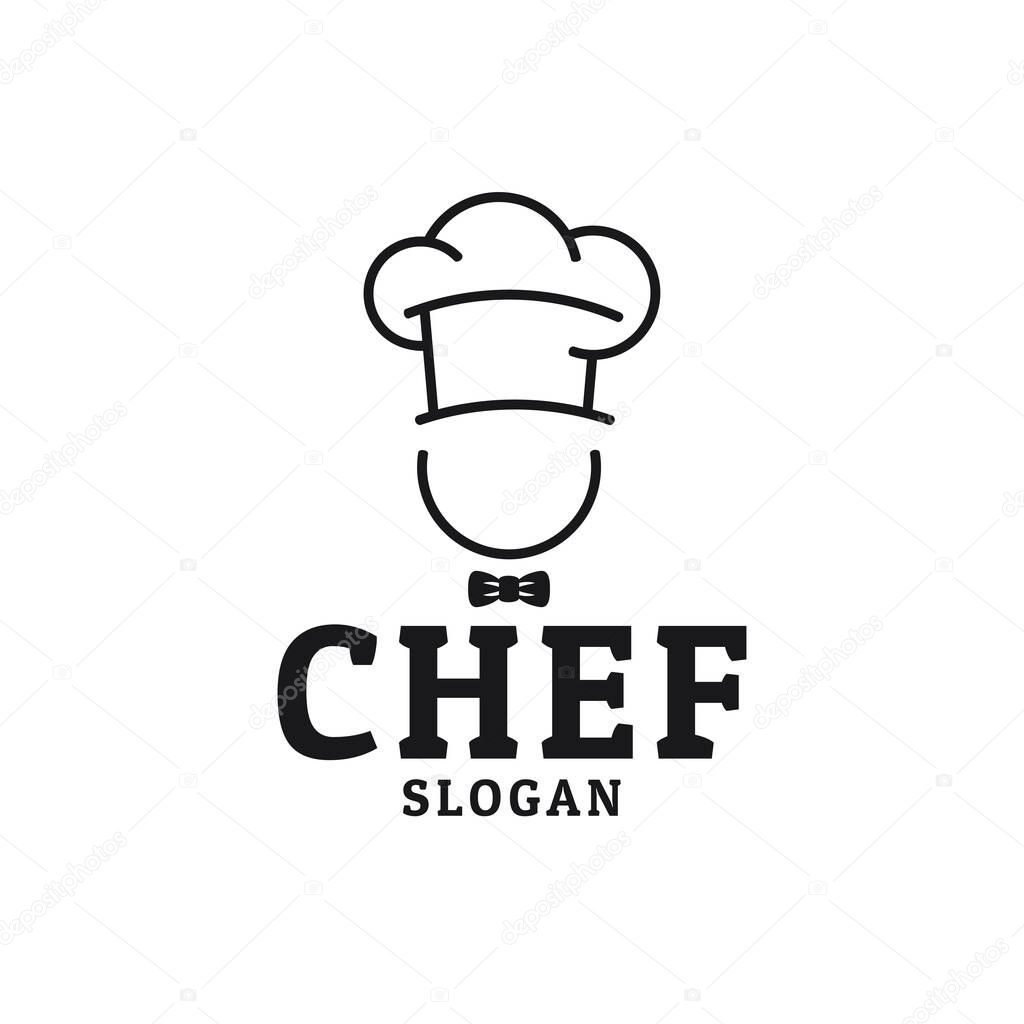 Chef hat with mustache food restaurant vector logo design template