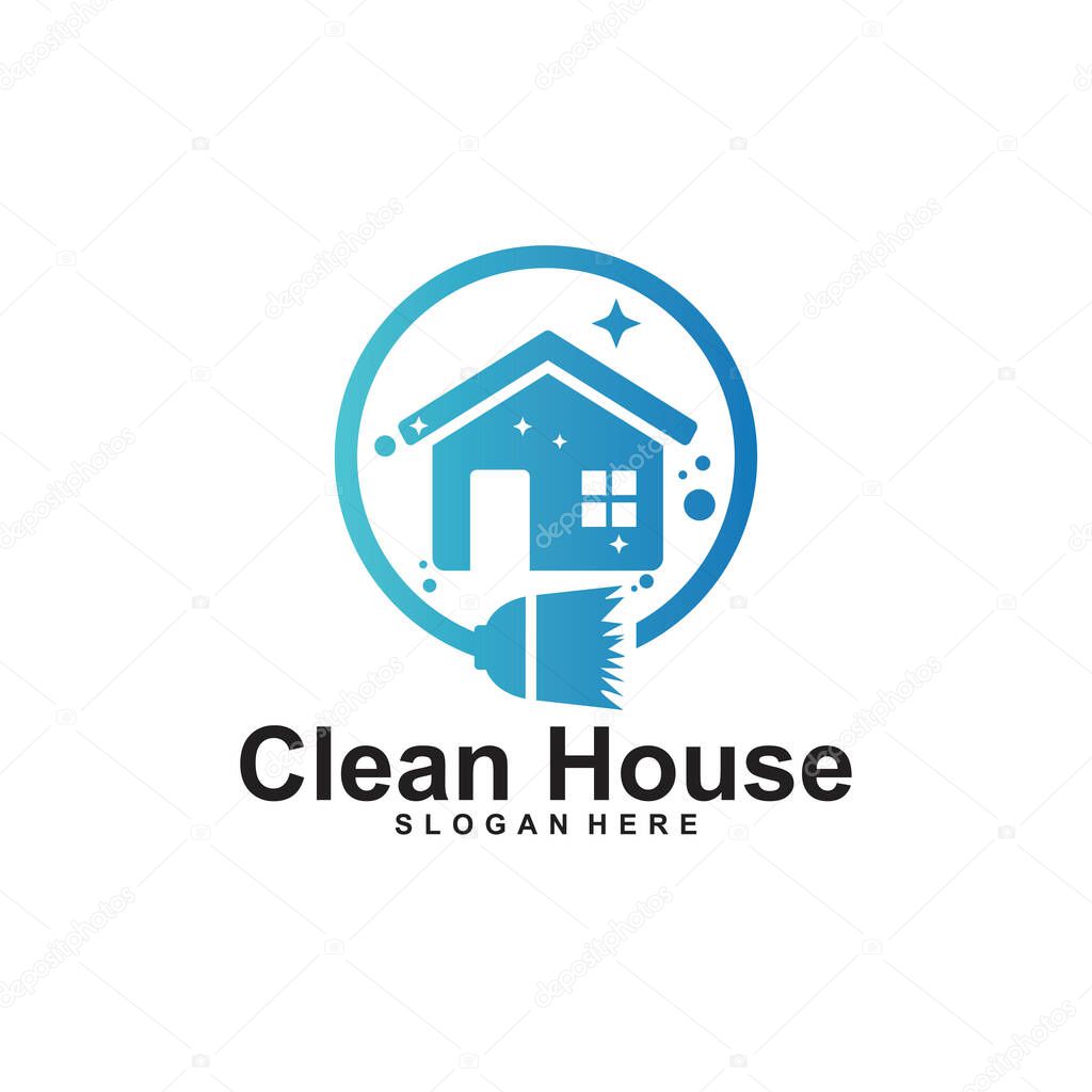 Home apartment cleaning and washing service vector logo design template