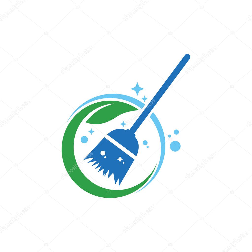 Home apartment cleaning and washing service vector logo design template