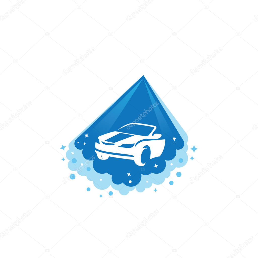 Car body power cleaning and washing service vector logo design template
