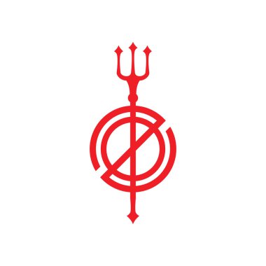 Soyut harf O ve Z vektör logosuna sahip mistik mızrak silahı.
