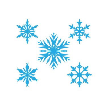 Baskı için mavi, eşsiz, detaylı ve muhteşem kar tanesi vektörü Noel teması