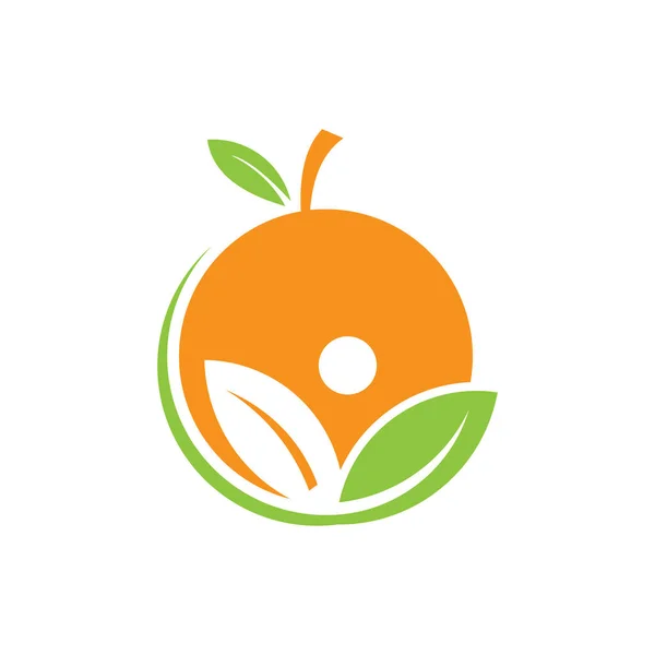 Laranja fruta saudável alimentos verdes nutrição para beleza e ervas medicina vetor logotipo design —  Vetores de Stock