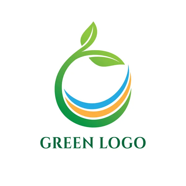 Folha verde orgânica para a agricultura ciência botânica vetor logotipo design — Vetor de Stock