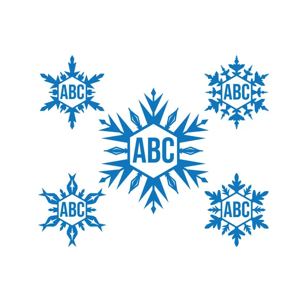 Монограмма снежинки векторная рождество зимний праздник каламбур тема для печати — стоковый вектор