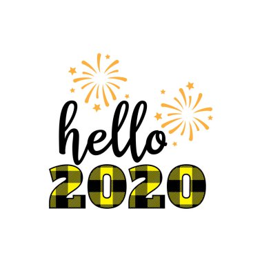 Merhaba 2020 yeni yıl teması Havai fişek vektör tasarımı parlaklığı