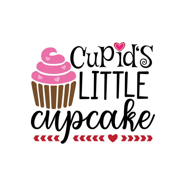 Petit cupcake maman et bébé fille jeu de mots Valentine thème graphisme vecteur pour carte de vœux et t-shirt impression — Image vectorielle