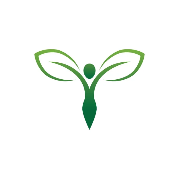 Abstrakte Frau Schönheitssalon, Empowerment und Kräuterergänzung Vitamin grünen organischen Vektor Logo-Design — Stockvektor