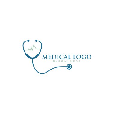 medical healthcare stethoscope heartbeat diagnostic vector logo design clipart