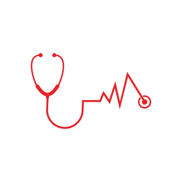 Cuidado médico estetoscopio latidos del corazón diagnóstico vector logotipo diseño — Archivo Imágenes Vectoriales