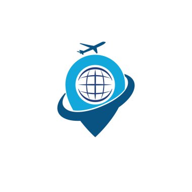 seyahat ve dünya çapında tur dünya çapında ulaşım şirketi vektör logosu tasarımı