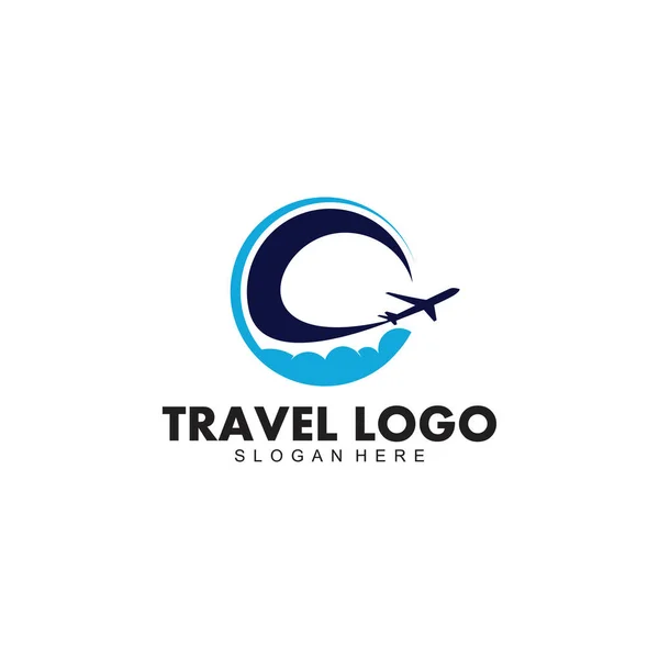 Podróże i zwiedzanie na całym świecie projekt logo firmy transportowej wektor — Wektor stockowy