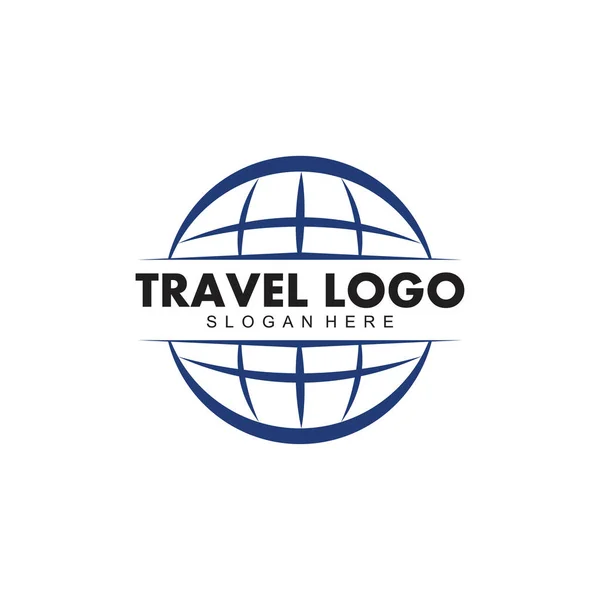 Travel and tour global around the world transportation company vector logo design — Stock Vector