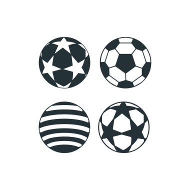 Çıkartma, çıkartma, çıkartma, çıkartma, kupa ve tişört üzerine basım için çeşitli futbol topu illüstrasyon vektör tasarımı