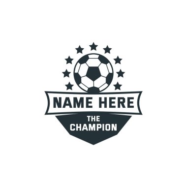 Çıkartma, vinil, çıkartma, çıkartma, kupa ve t-shirt için futbol topu amblemi isim etiketi vektör tasarımı