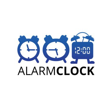 analog ve dijital alarmlı saat vektör logosu çizimi