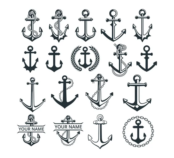 Design gráfico vetorial de âncora de navio variado para logotipo e ilustração — Vetor de Stock