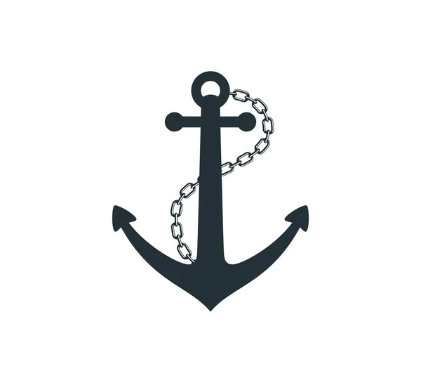 Ancla de barco con diseño gráfico vectorial de cadena de acero para logotipo e ilustración — Archivo Imágenes Vectoriales