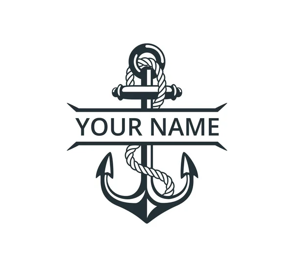 Nom split ancre bateau avec dessin graphique vectoriel corde pour logo et illustration — Image vectorielle