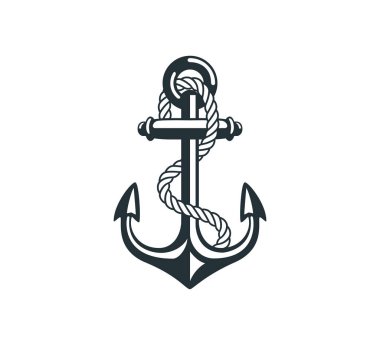 Logo ve illüstrasyon için halat vektör grafik tasarımlı gemi çapası