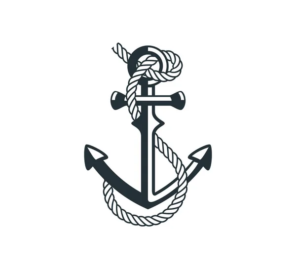 Ancla de barco con diseño gráfico vectorial de cuerda para logotipo e ilustración — Archivo Imágenes Vectoriales