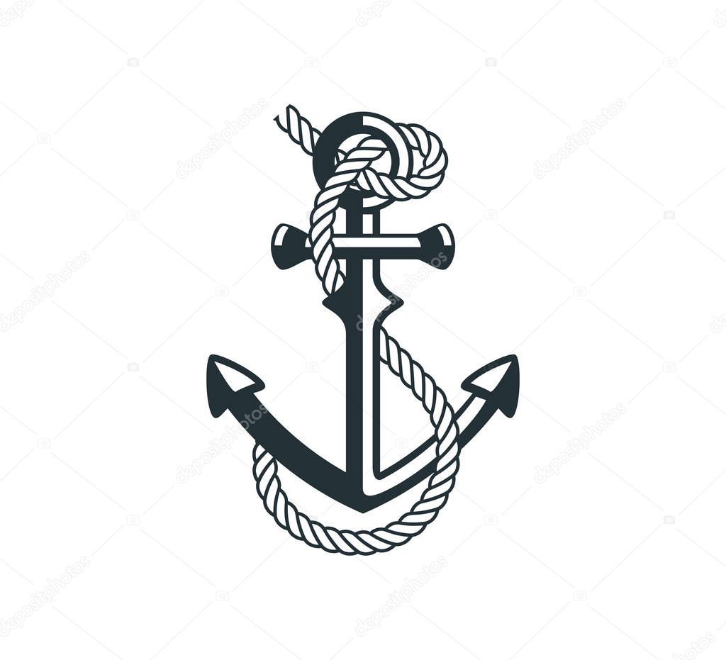 ship anchor with rope vector graphic design for logo and illustration