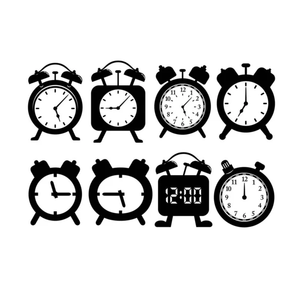 Reloj de alarma analógico y digital vector logotipo diseño ilustración — Vector de stock