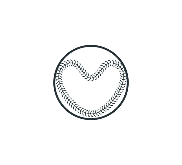 Forme de coeur couture balle baseball softball trucs vectoriel logo conception graphique — Image vectorielle